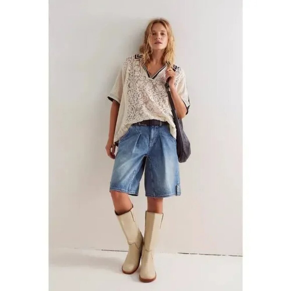 031 FP We The Free Feeling Sporty Lace Tee Ivory As Mock NWOT Size Medium - Picture 2 of 16